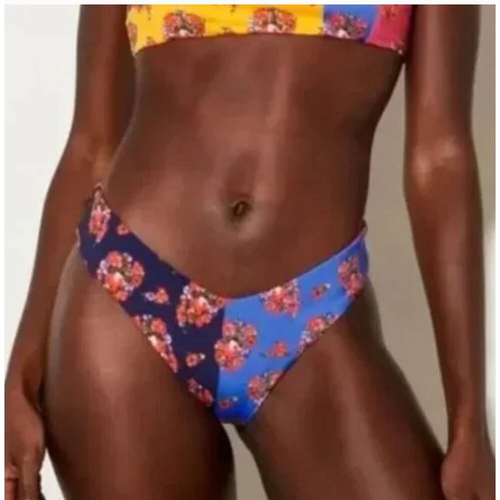 Mara Hoffman Cece Floral Colorblock Bikini Bottom in Multicolor Large